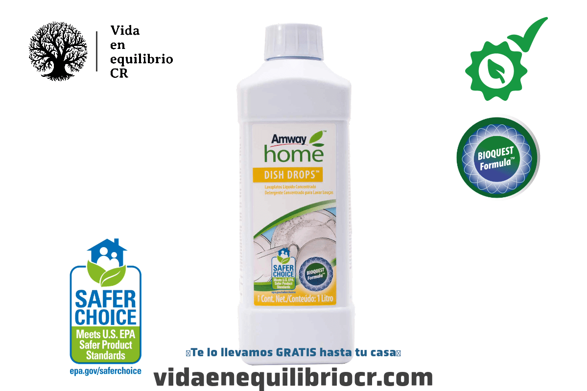Jabón líquido biodegradable para lavar trastes de marca amway home™ con certificado safer choice™