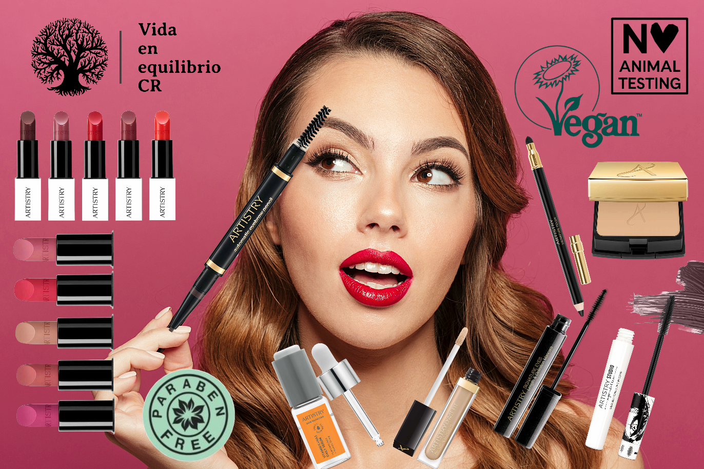 Línea de Maquillaje Vegano marca Artistry™, con certificación Vegana Vegan™ y libre de parabenos y sulfatos